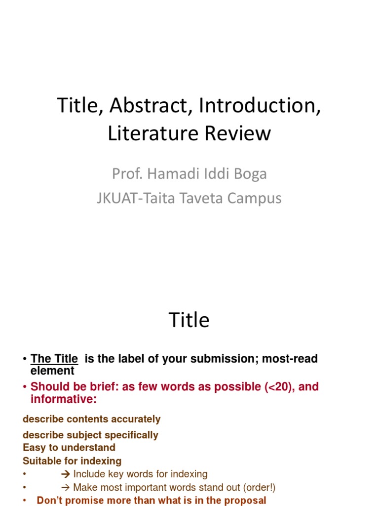 Crafting Effective Titles and Abstracts | PDF | Literature Review | Virus