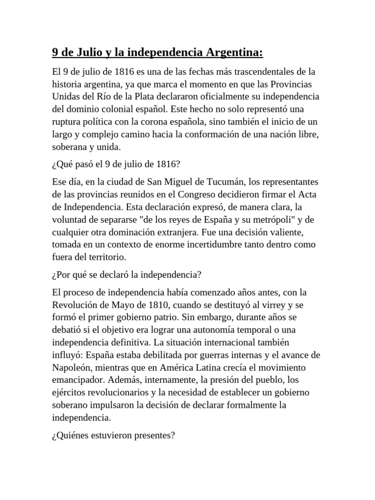9 de Julio y La Independencia Argentina | PDF | América del Sur | Argentina
