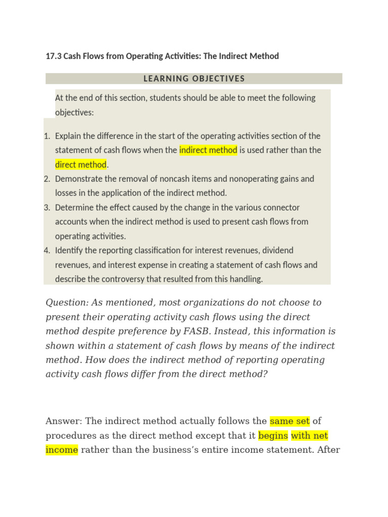 Indirect Cash Flow Method | PDF | Cash Flow Statement | Expense