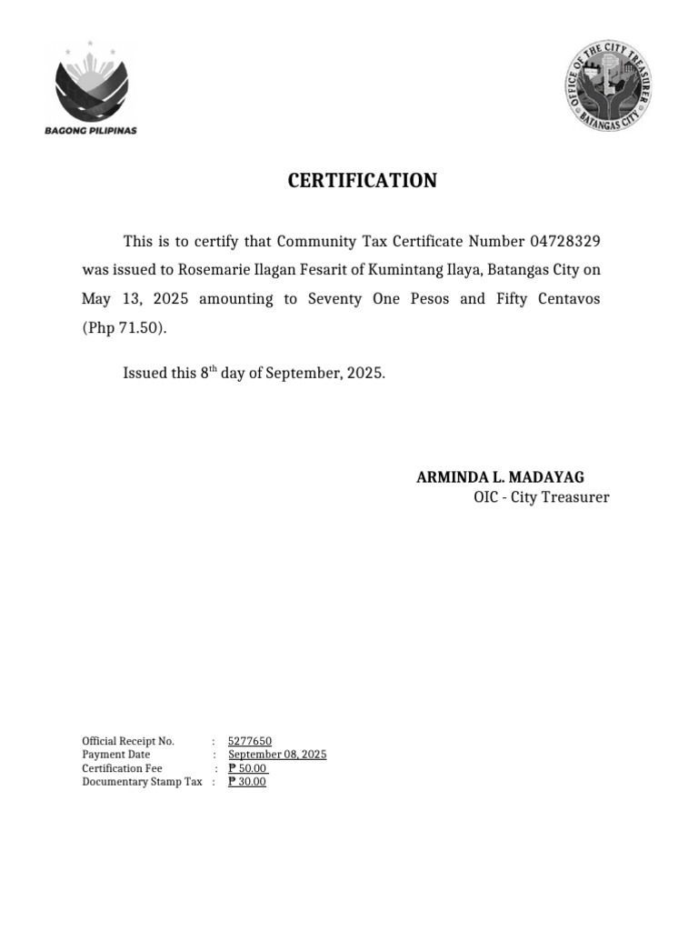 CTC Certification | PDF