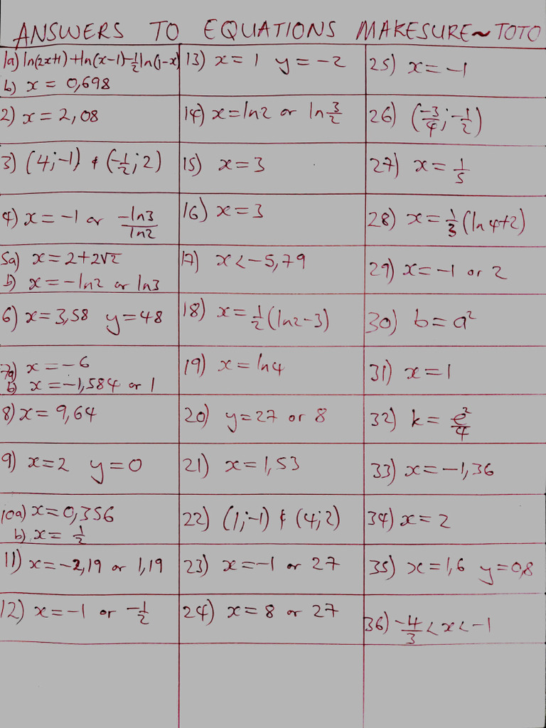 ANSWERS Equations MakeSure Toto | PDF