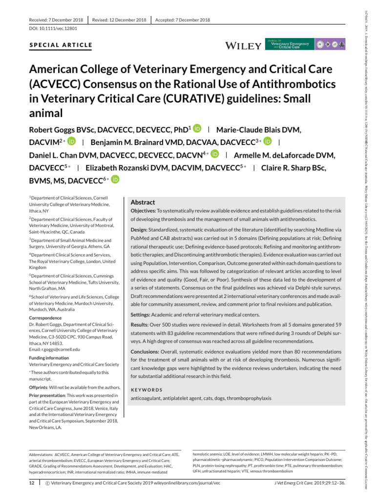 AmericanCollegeofVeterinaryEmergencyandCriticalCare (ACVECC ...
