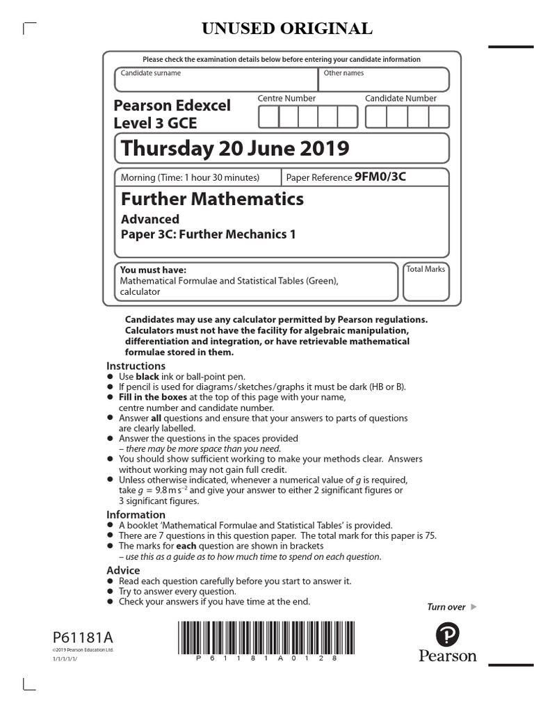 FM1 June 2019 Replaced Paper | PDF | Force | Mathematics