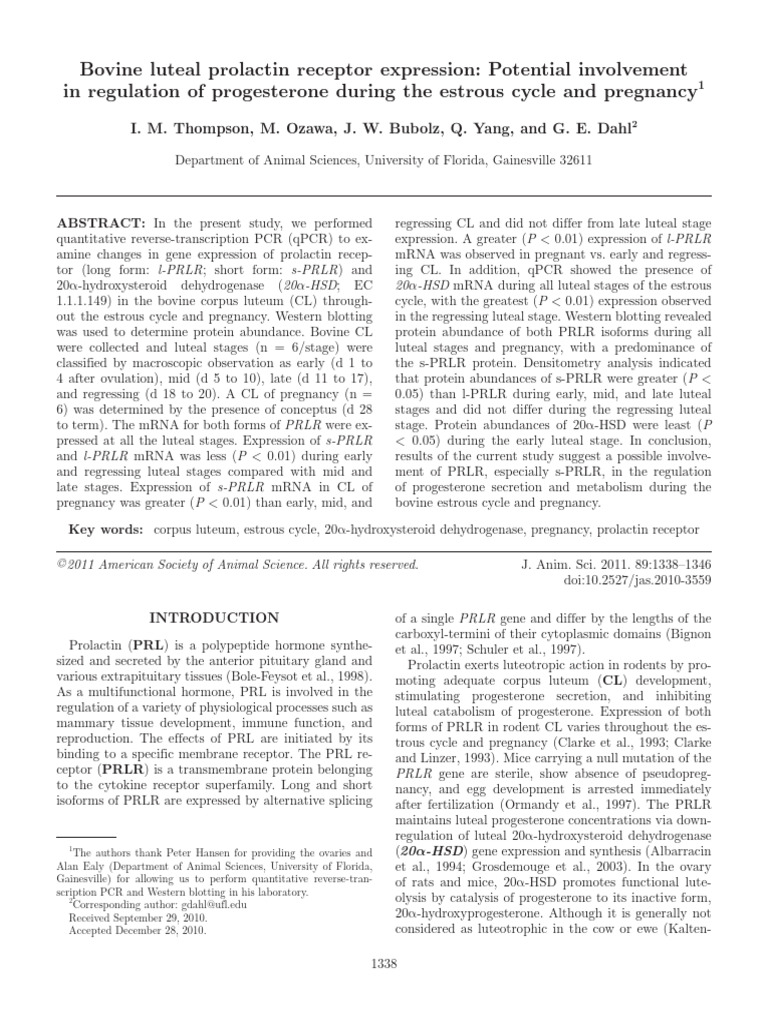 Bovine Luteal Prolactin Receptor | PDF | Real Time Polymerase Chain ...