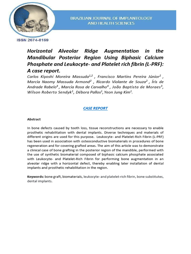 Horizontal Alveolar Ridge Augmentation in the Mandibular Posterior ...