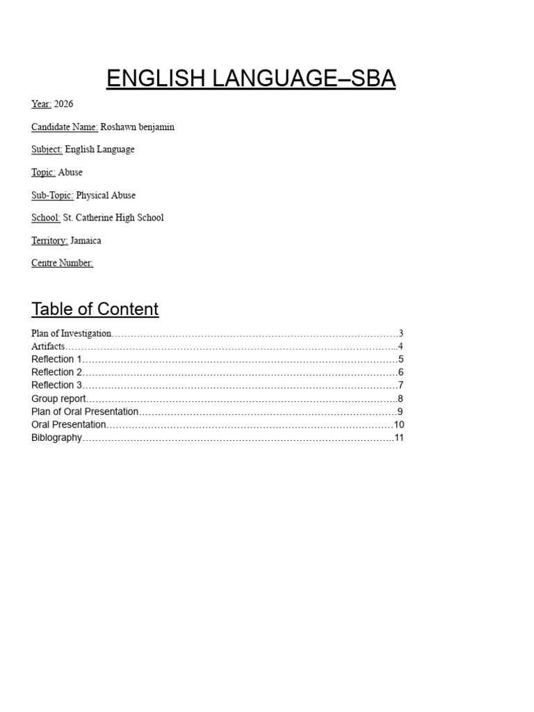 English SBA | PDF | Child Abuse | Public Speaking
