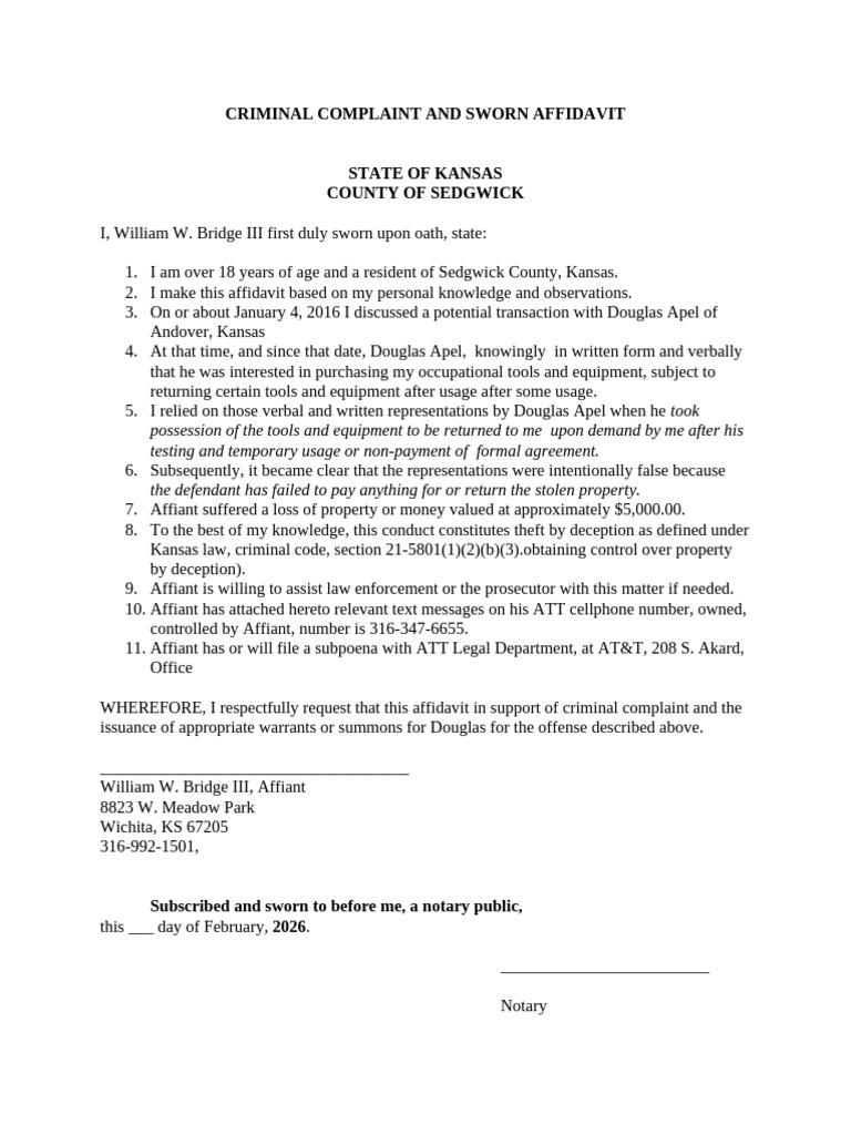 Police Report and Affidavit Theft by Deception, Threats | PDF