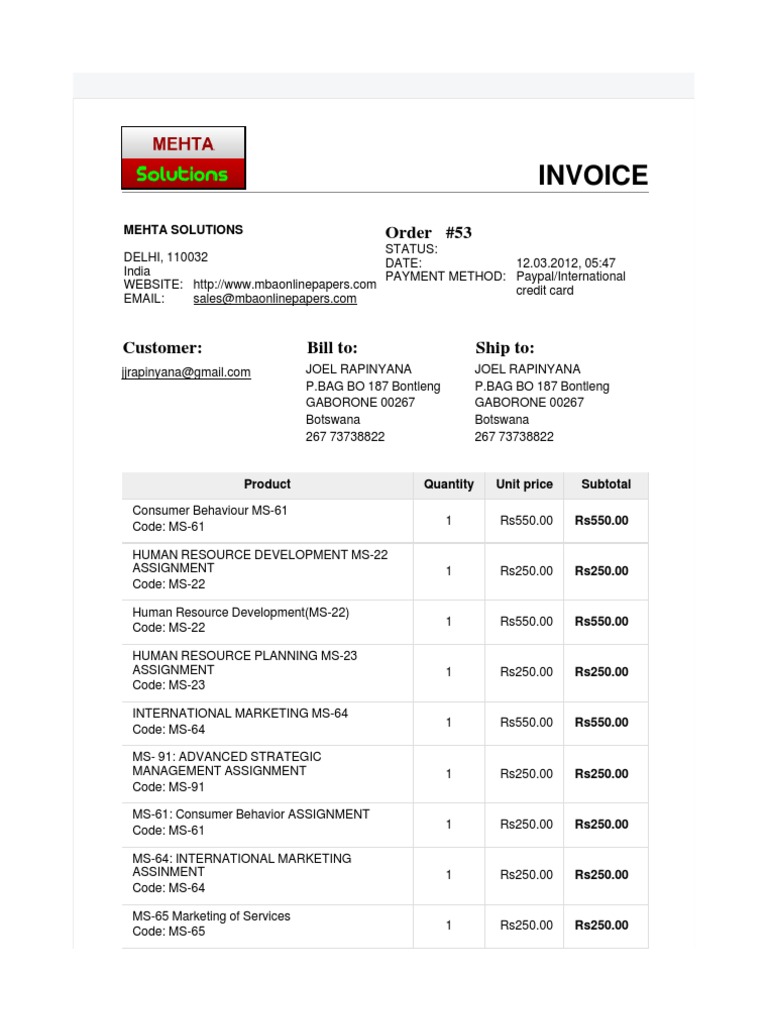 Invoice 53 | PDF | Microeconomics | Marketing