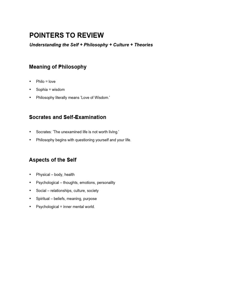 Understanding The Self Full Pointers | PDF | Philosophy Of Self | Soul