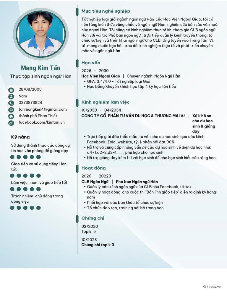 Mang Kim Tan TopCV - VN 290326.170134 | PDF