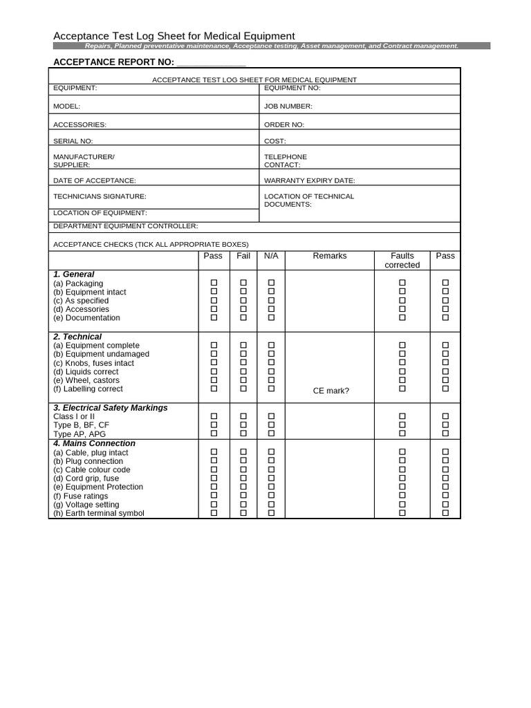 Acceptance Test Checklist | PDF | Fuse (Electrical) | Electromagnetism