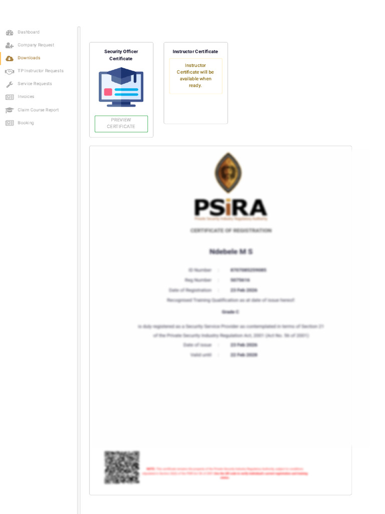 PSiRA Registration Portal | PDF
