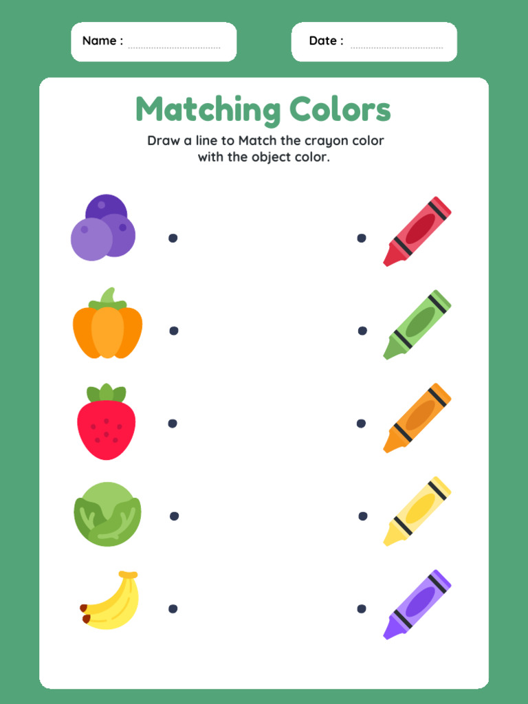 Matching Colors Worksheet | PDF