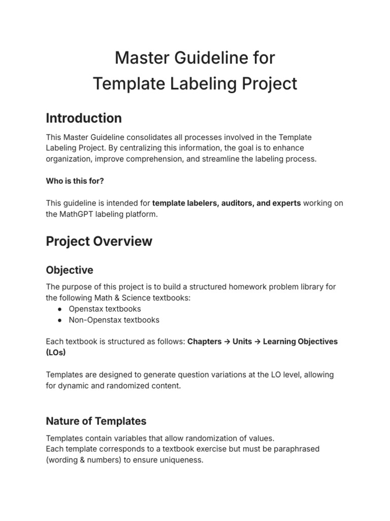 Template Labeling Project - Training Documents | PDF | Mathematics