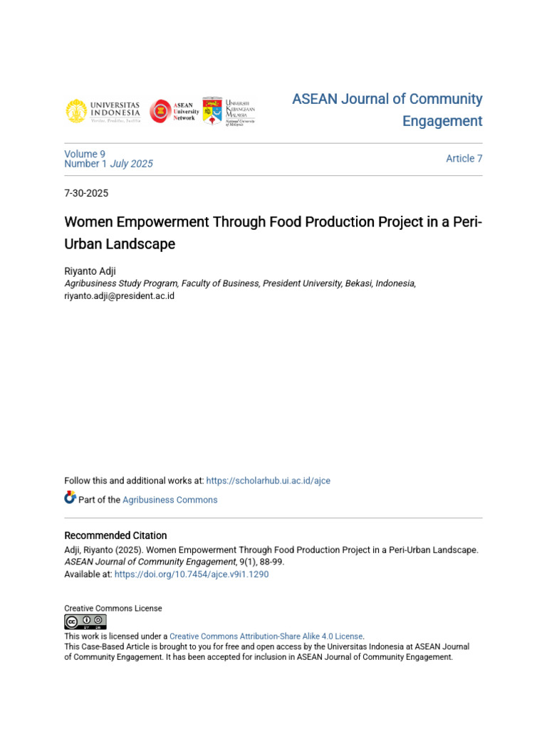 Women Empowerment Through Food Production Project in A Peri-Urban | PDF ...