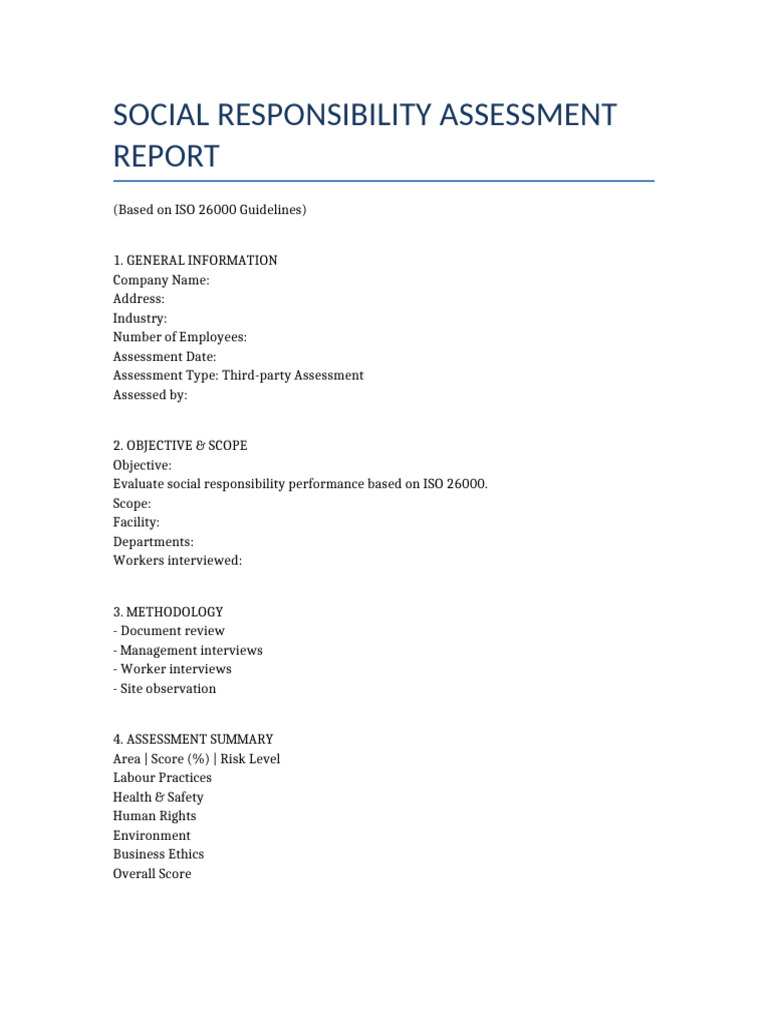 ISO26000 Assessment Report Template | PDF