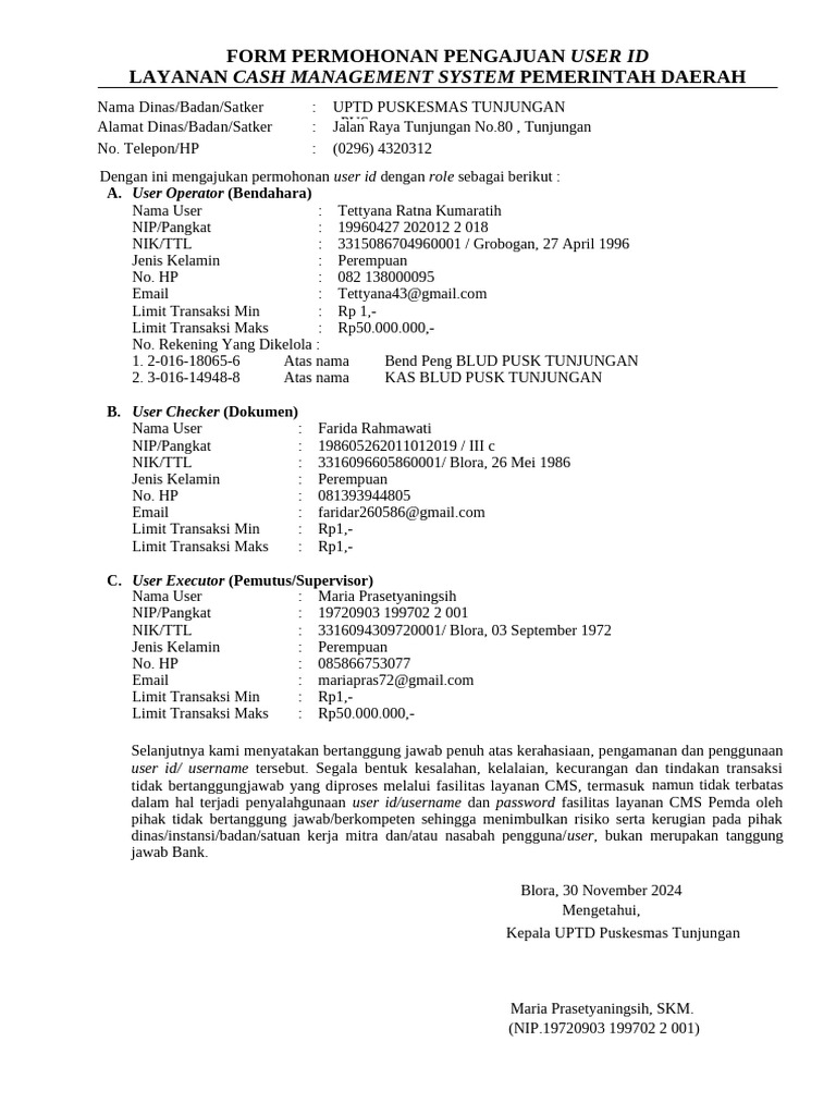 Form Pengajuan Cms User Baru (Opd) | PDF