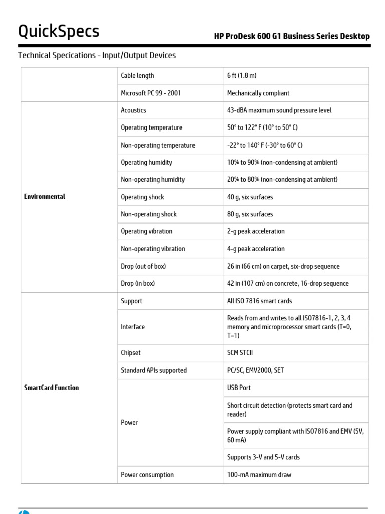Manual de Usuario HP ProDesk 600 G1 SFF (63 Páginas) | PDF | Smart Card ...