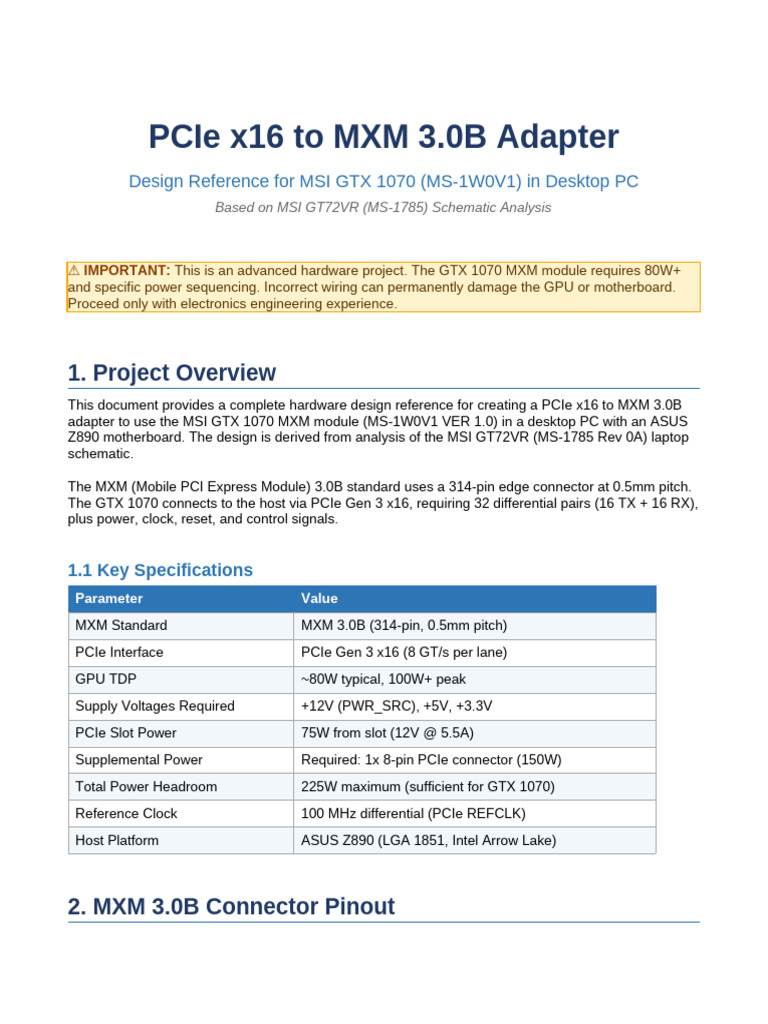 PCIe To MXM Adapter Design | PDF | Hdmi | Computer Engineering