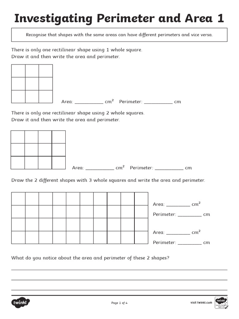 Area and Perimeter - Maths - Grade 2 | PDF | Area | Geometric Measurement