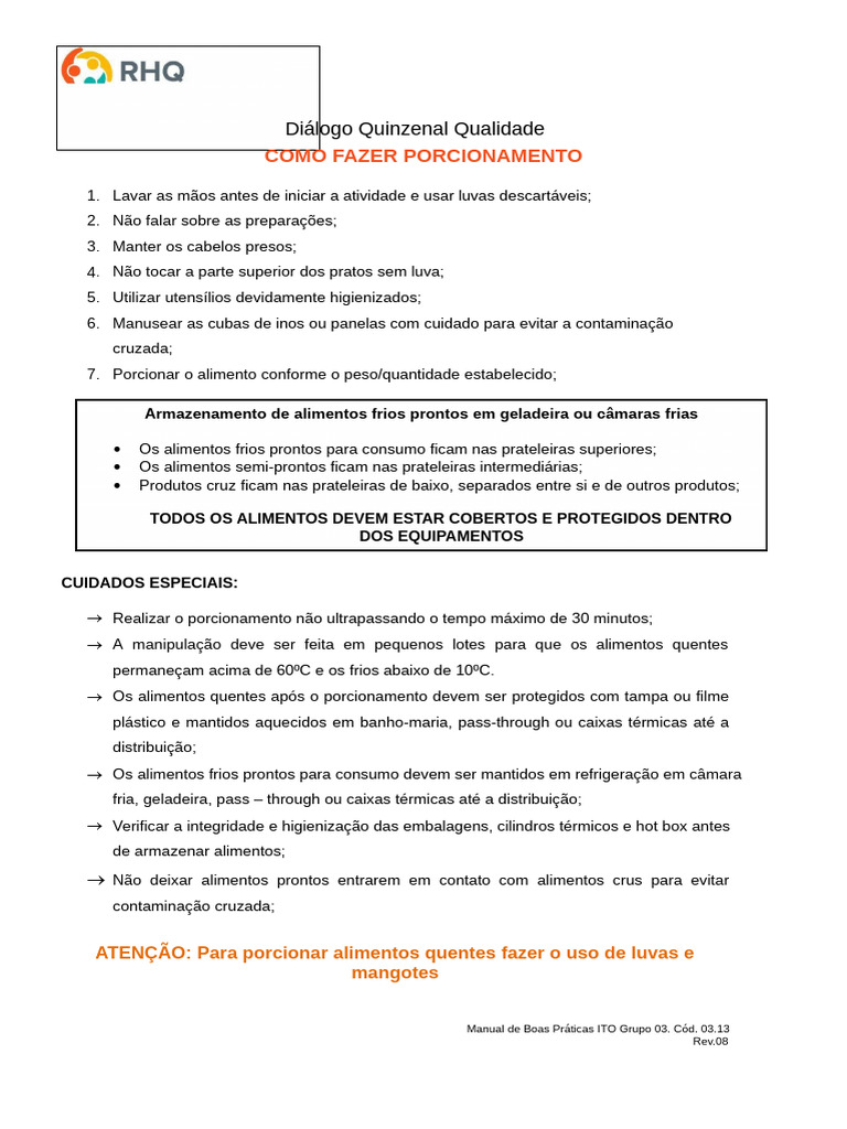 DQQ Porcionamento - Rev. 2019 | PDF