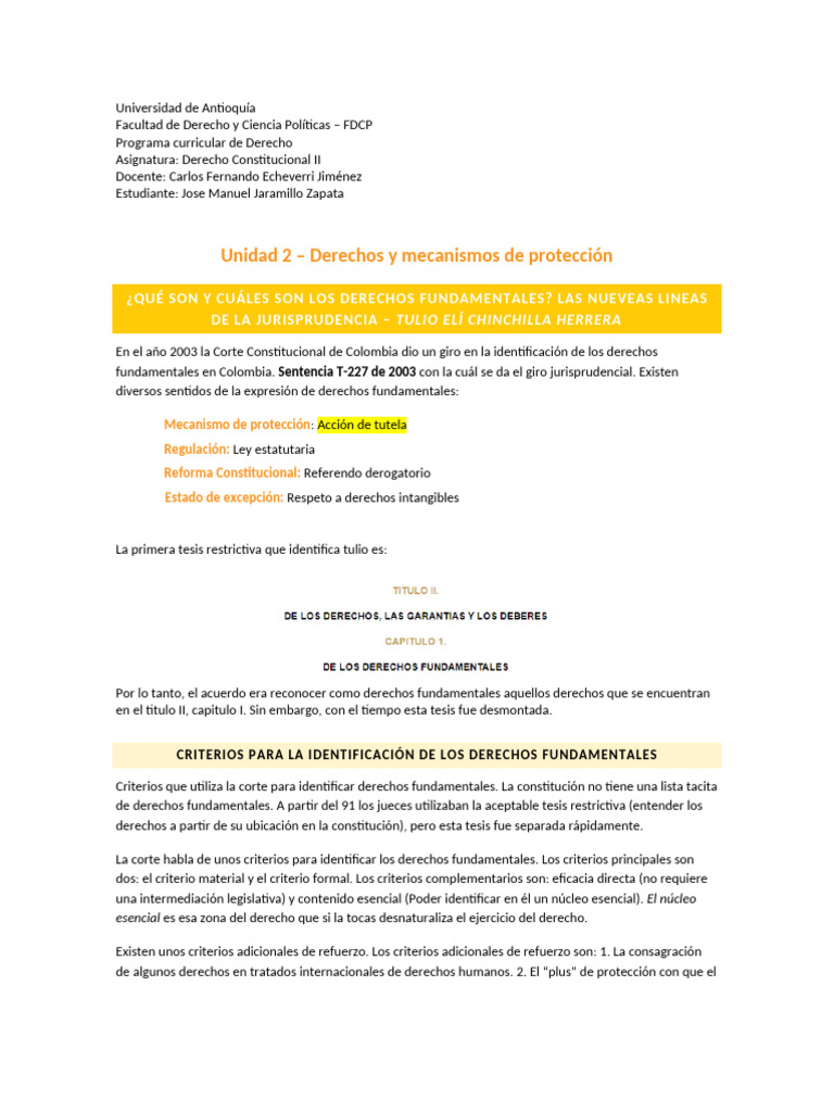 Derechos y Mecanismos de Protección | PDF | Derecho Constitucional ...