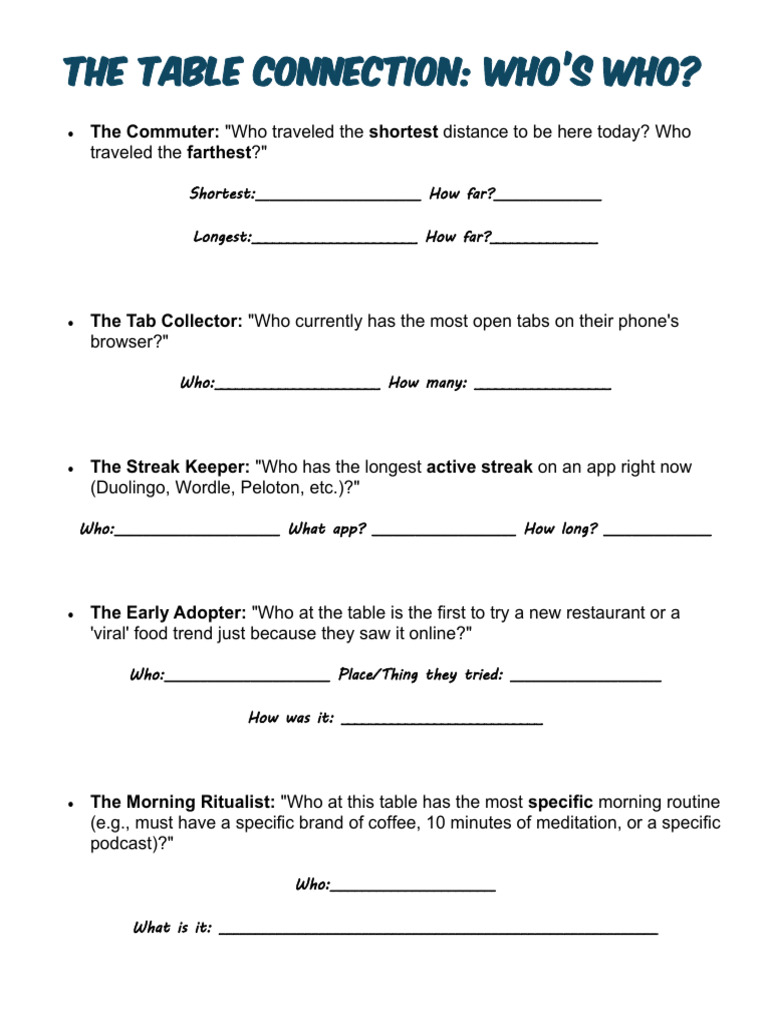 The Table Connection | PDF