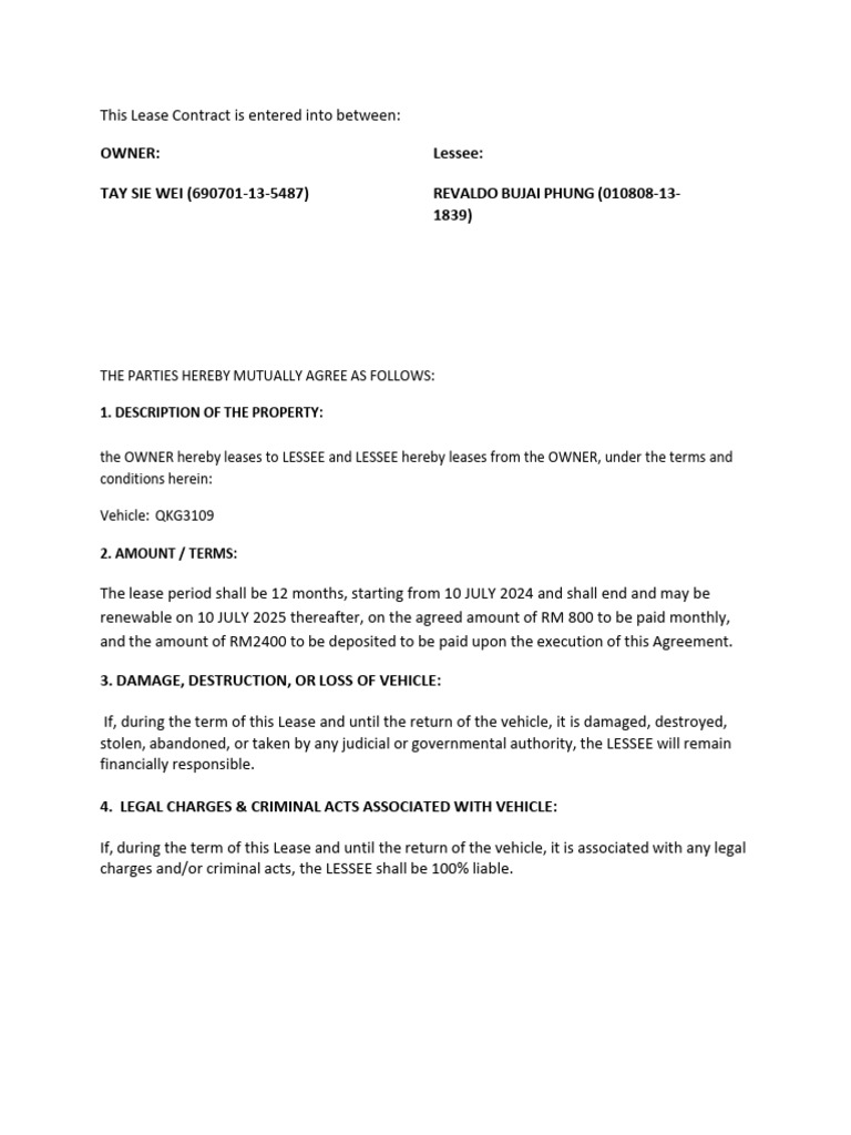 Qkg3109 Lease Agreement | PDF