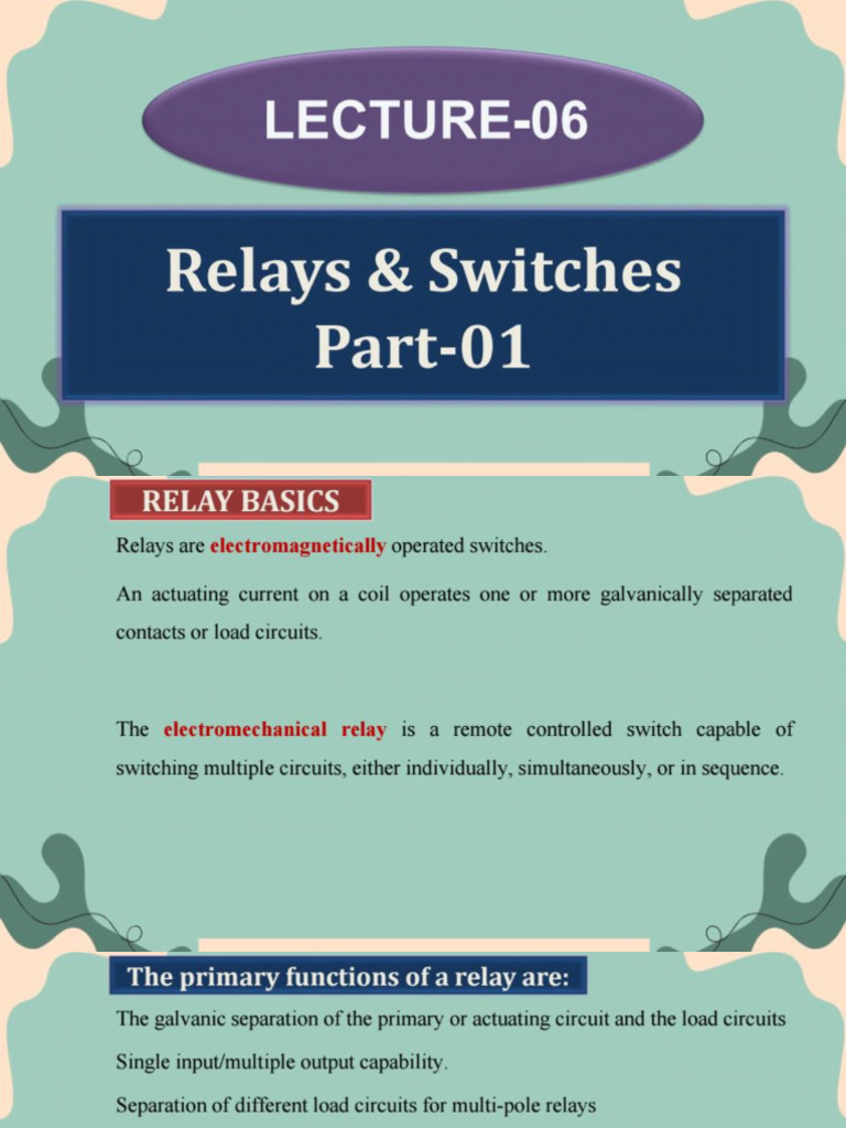 Lecture-06 - Relays & Switches Part-01 | PDF