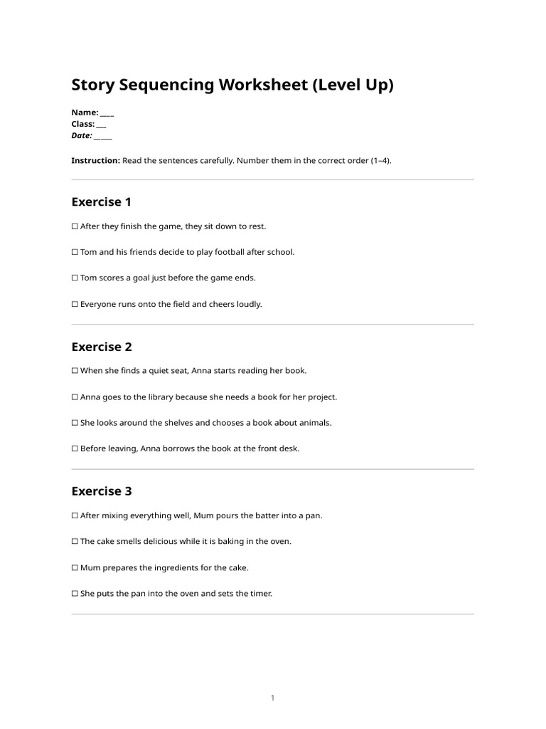Story Sequencing Worksheet | PDF