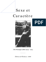 Weininger Otto Sexe Caractere (4 Chapitres)