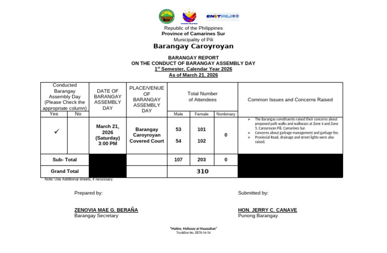 Annex A Brgy. Report | PDF