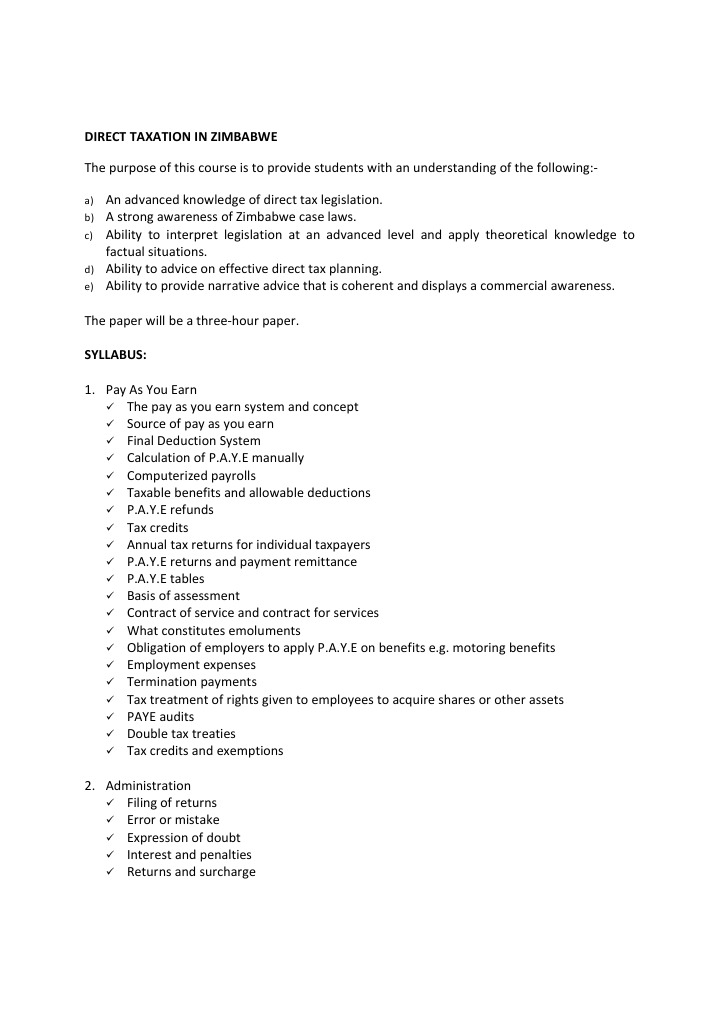 Direct Taxation in Zimbabwe PDF