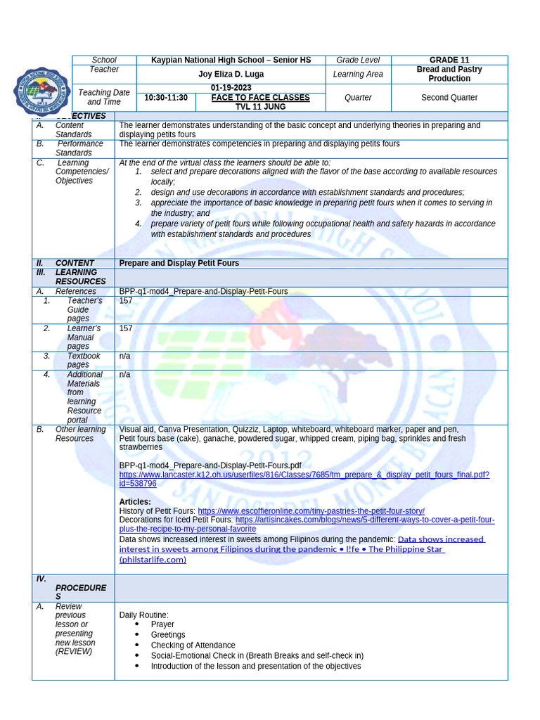 01 19 23 - TVL BPP - For Cot | PDF | Candy | Cakes