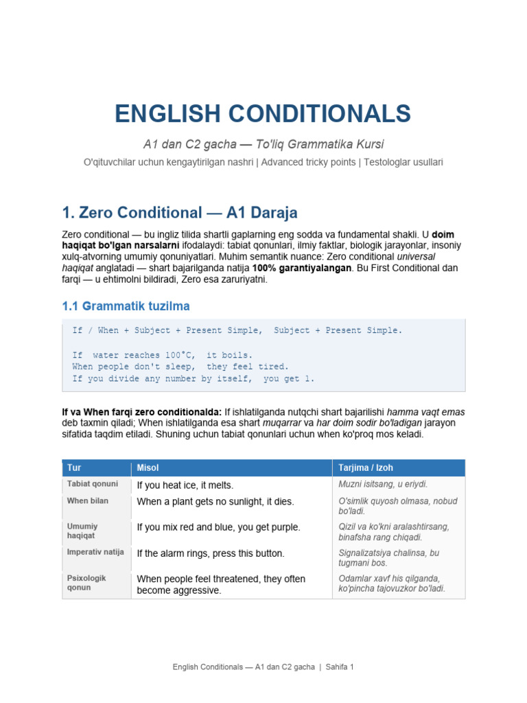 Conditionals A1 c1 | PDF