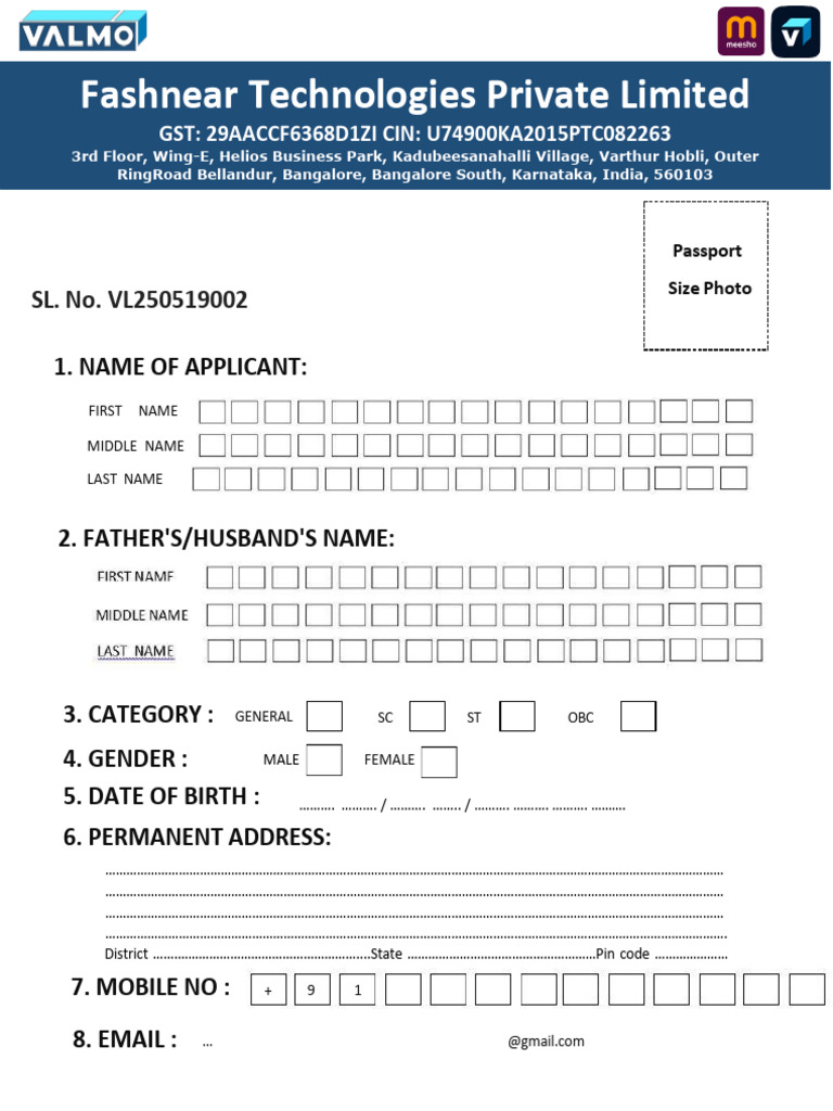 Valmo Registration Form Form-1 | PDF | Chess Theory | Chess