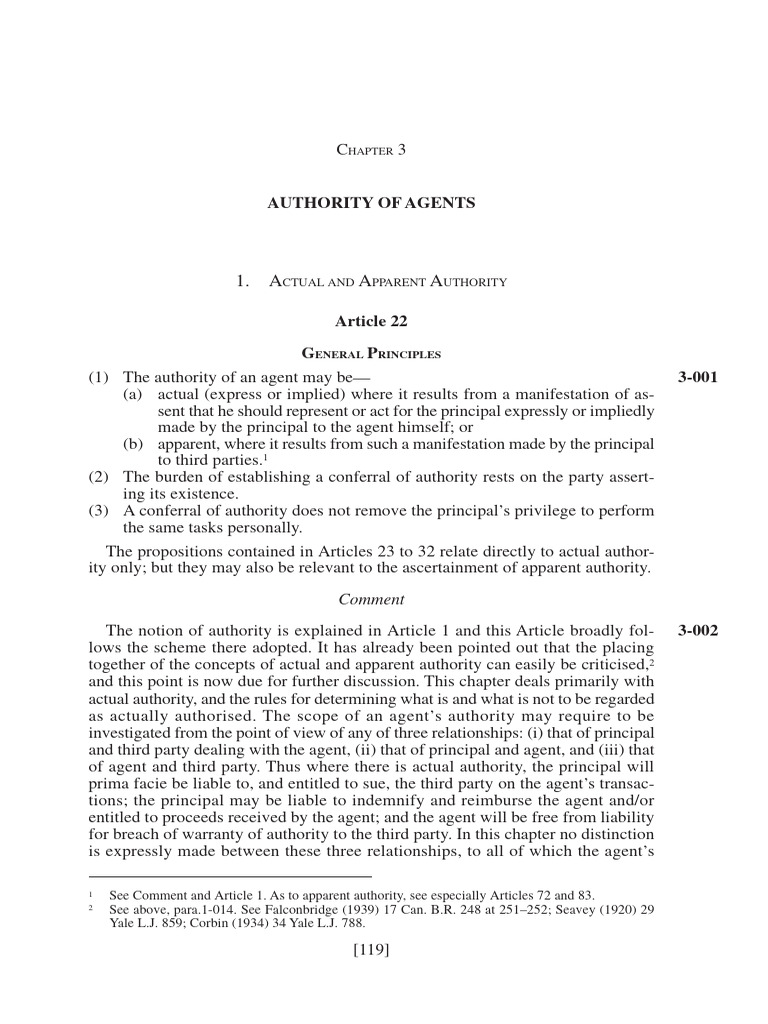 Chapter 3 - Authority of Agents | PDF | Law Of Agency | Legal Concepts