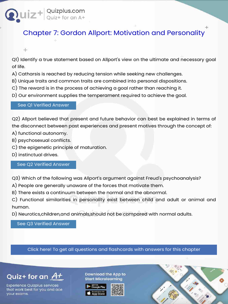 Identify A True Statement Based On Allports View On The Ultimate and ...