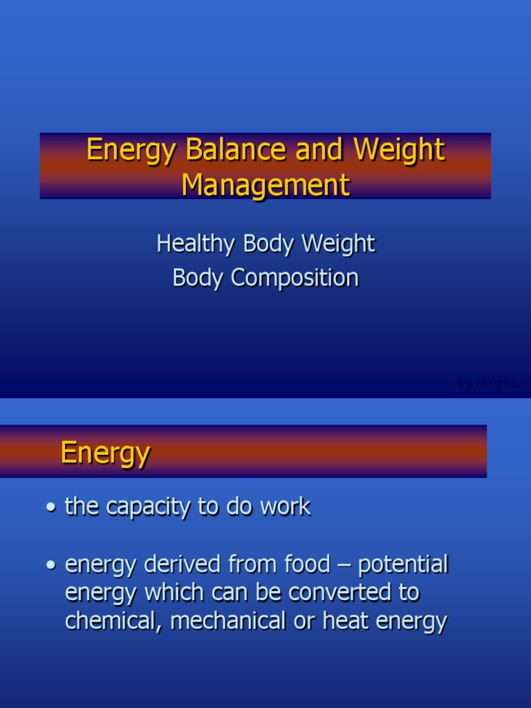 Energy Balance and Weight Management PDF Obesity Body Mass Index