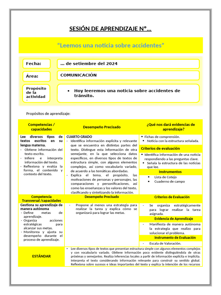 04 DE SETIEMBRE - COMUNICACION - CUARTO GRADO | PDF | Aprendizaje ...