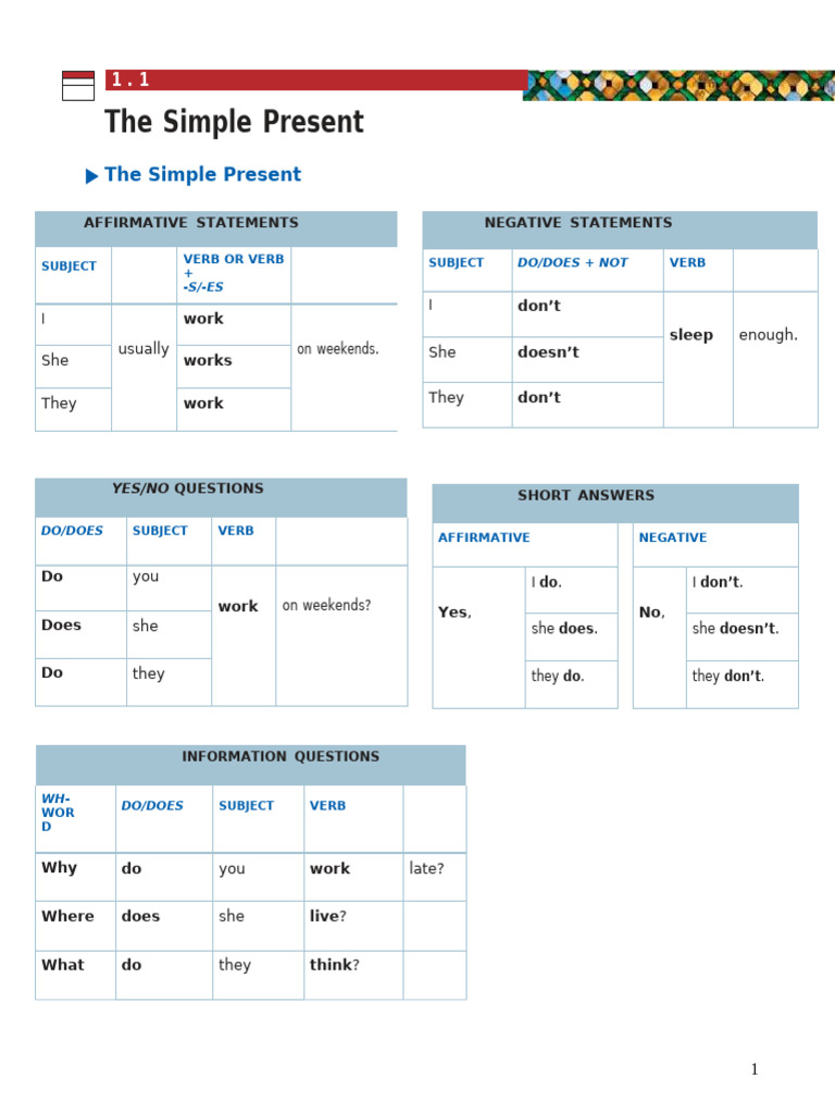 Present Simple Info + Practice | PDF | Language Mechanics | Language ...