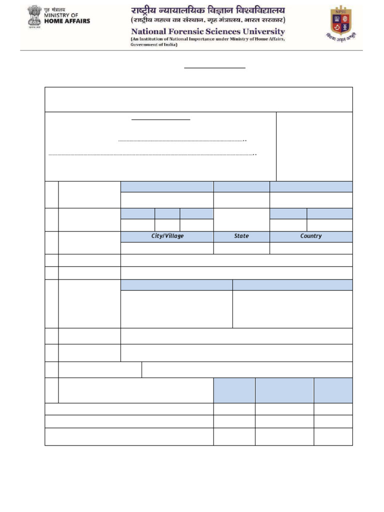 Application Form 2025 NFSU TC JUL25 | PDF