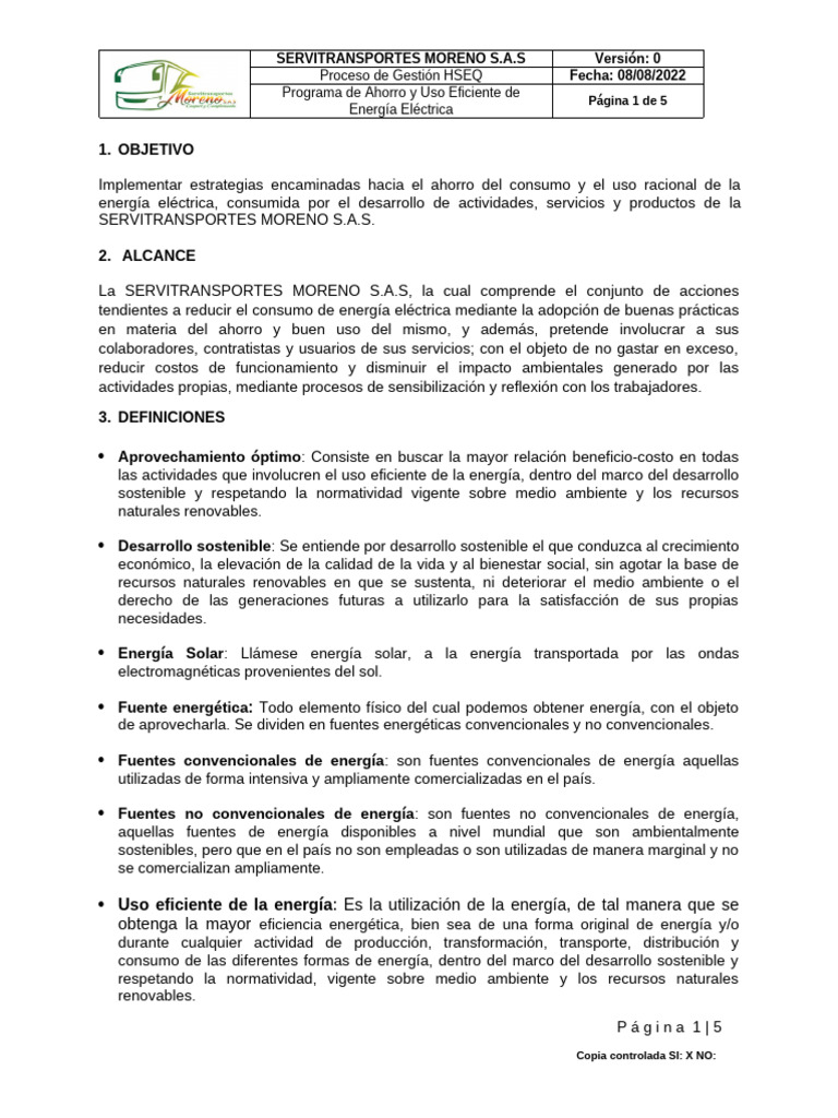 Programa de Ahorro y Uso Eficiente de Energía Eléctrica | PDF | Uso ...