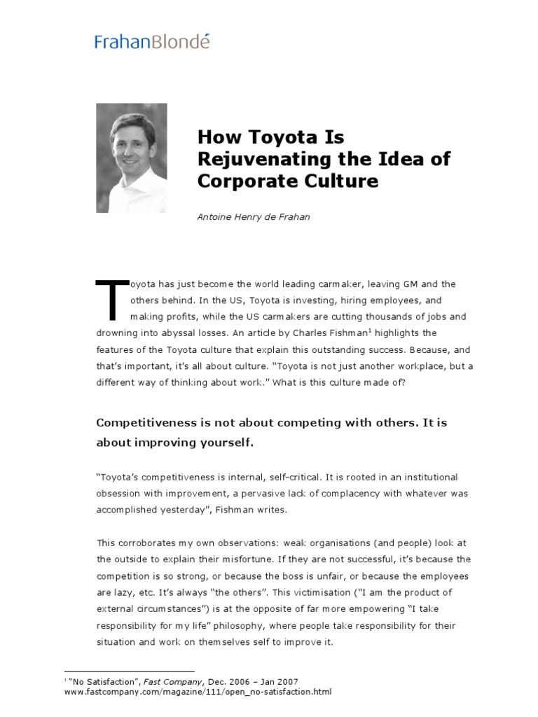 Toyota Corporate Culture | PDF | Action (Philosophy) | Cognitive Science