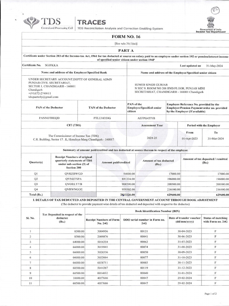 Form No.16 2024-25 - 0001 | PDF