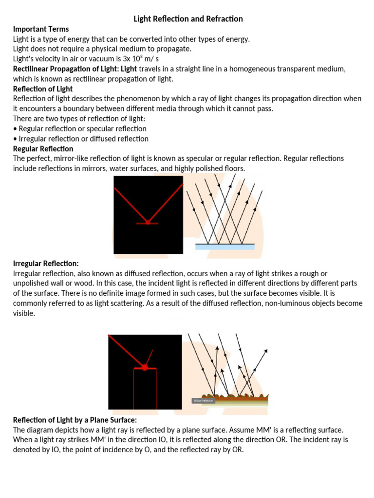 Light Reflection and Refraction | PDF | Mirror | Sphere