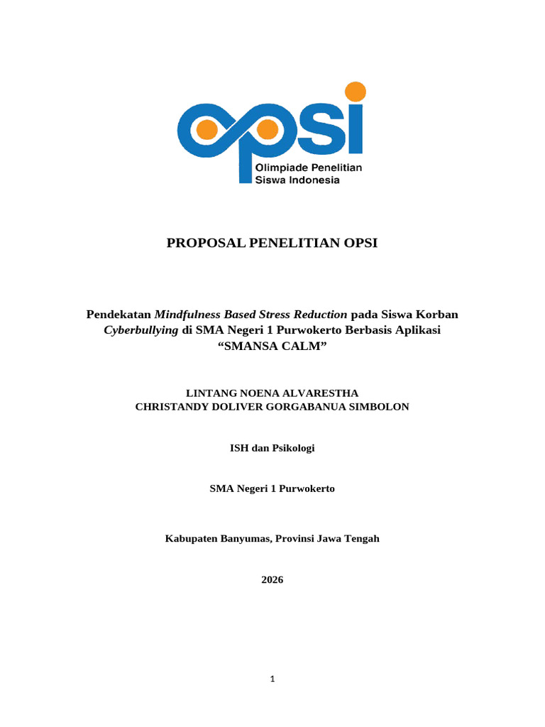 Fix - Proposal Opsi Lintang Christandy Sma Negeri 1 Purwokerto Fix | PDF