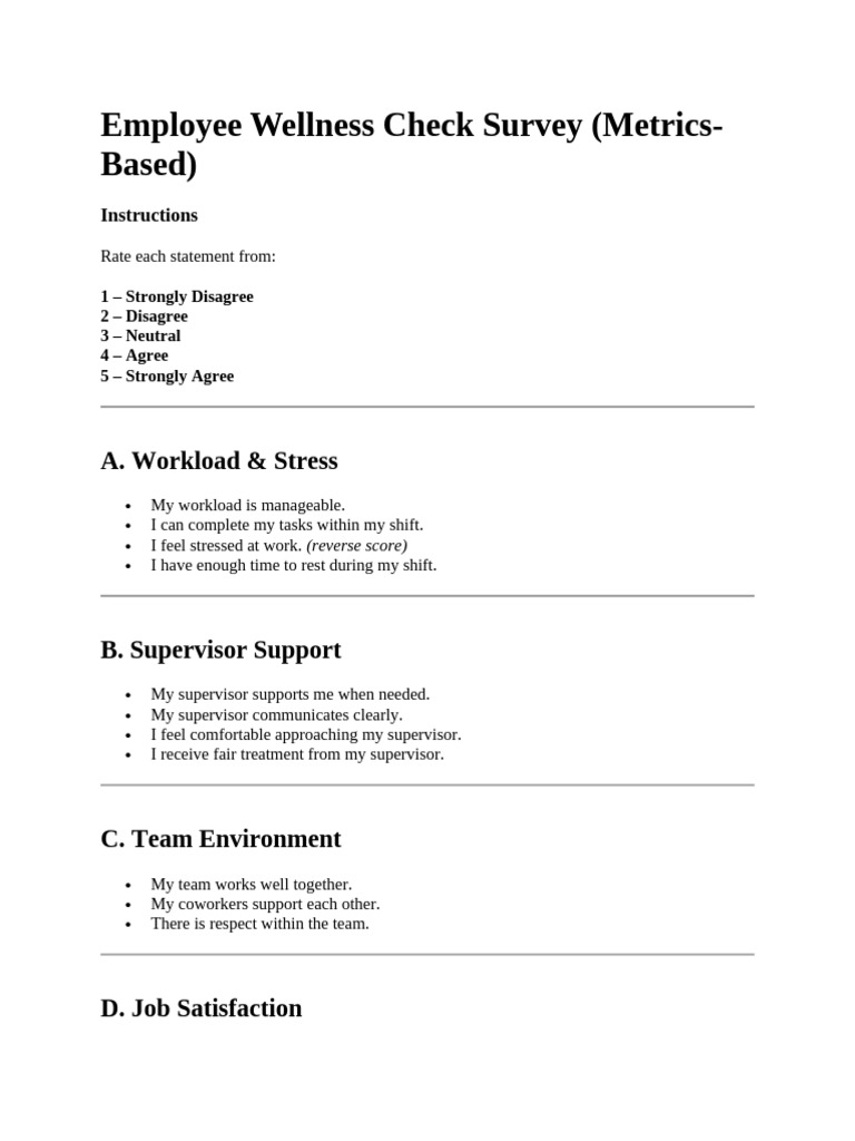 Employee Wellness Check Survey | PDF
