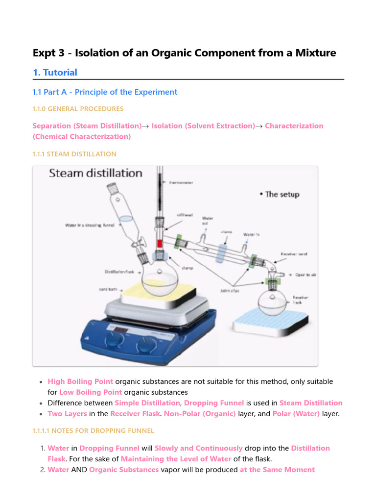 Isolation of An Organic Component From A Mixture | PDF | Distillation ...