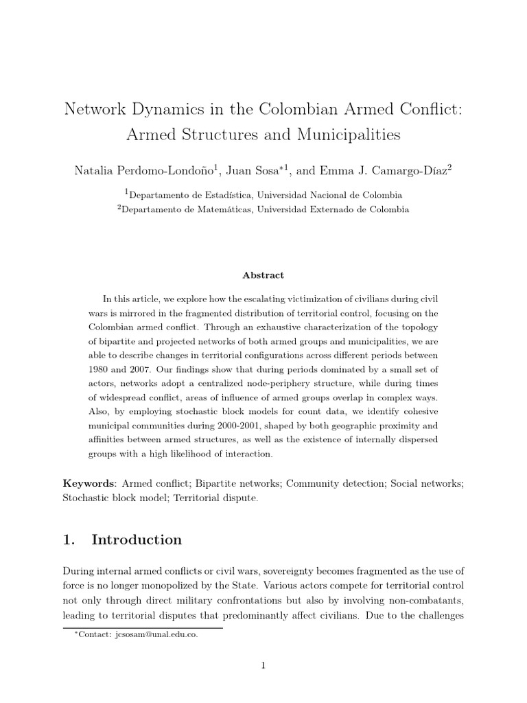 Network Dynamics in The Colombian Armed Conflict: Armed Structures and ...